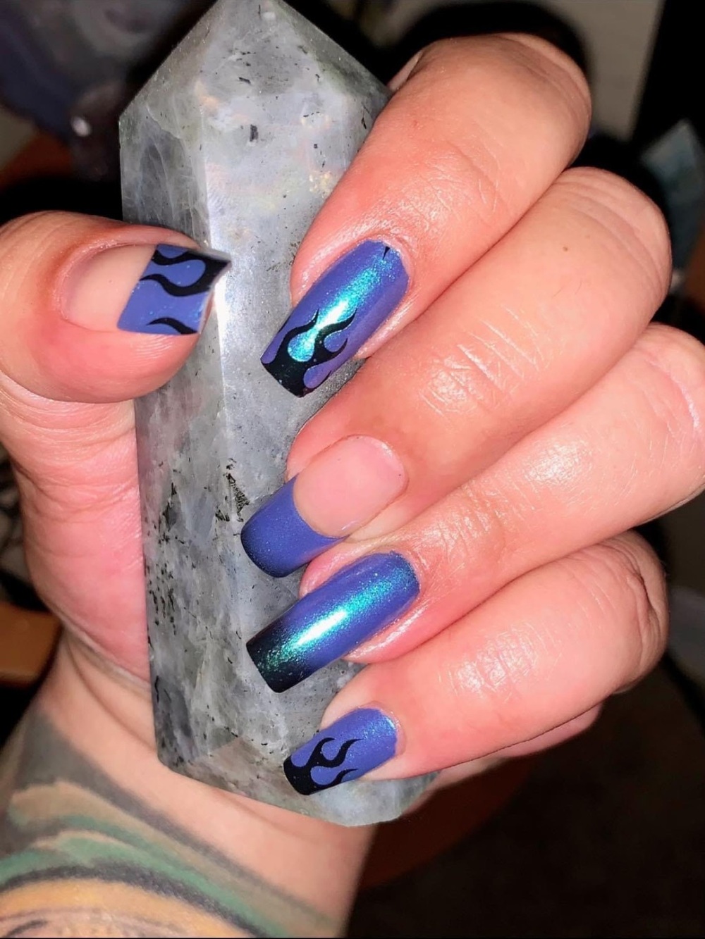 *Exclusive* Color Street: Hall of Flame | Blue Black Fire Shimmer Party Goth - Picture 11 of 15